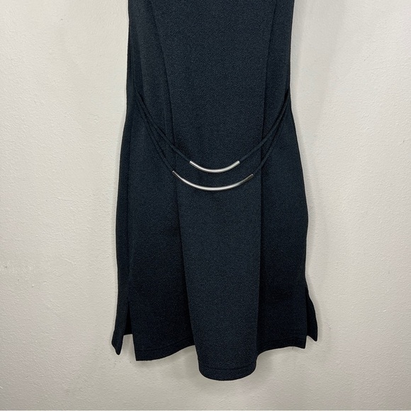 Vintage Lisa Jo Black Sleeveless Stretch Metal Belt Accent 90s Event Party - Picture 4 of 9